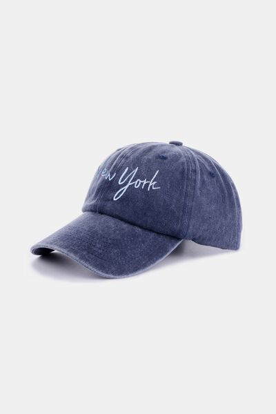 Zenana Washed Embroidered City Baseball Cap - Munsieur