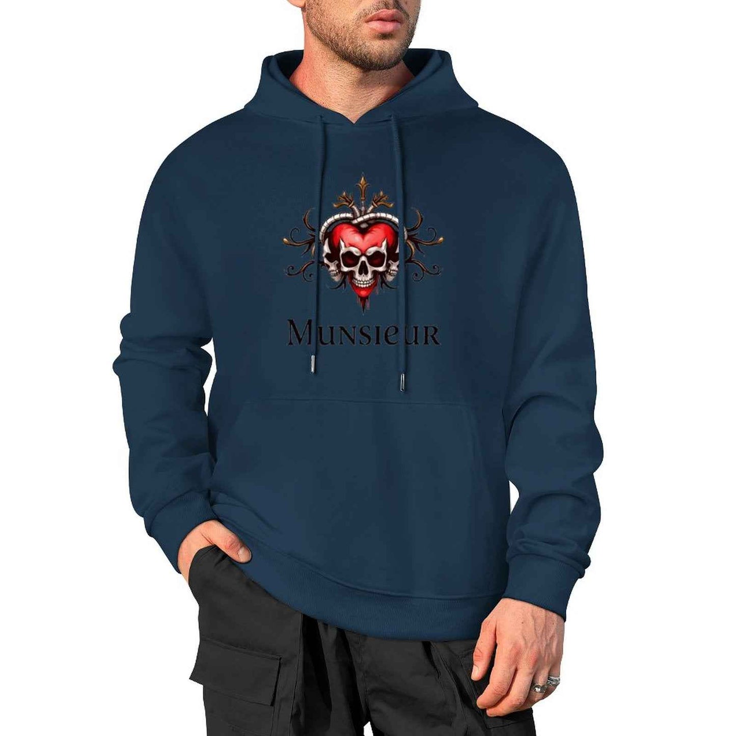 Munsieur Deadly Love: Skull Hoodie for Men - Munsieur