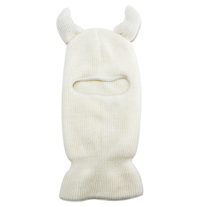 Halloween Wool Hat Mask Horn Single Hole