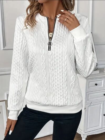 Texture Half Zip Long Sleeve Sweatshirt for Effortless Style - Munsieur