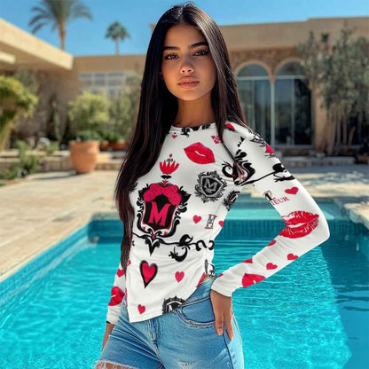Long-sleeved round neck irregular slim fit bottoming shirt
