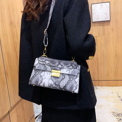 PU Leather Snakeskin Print Crossbody Bag - Munsieur