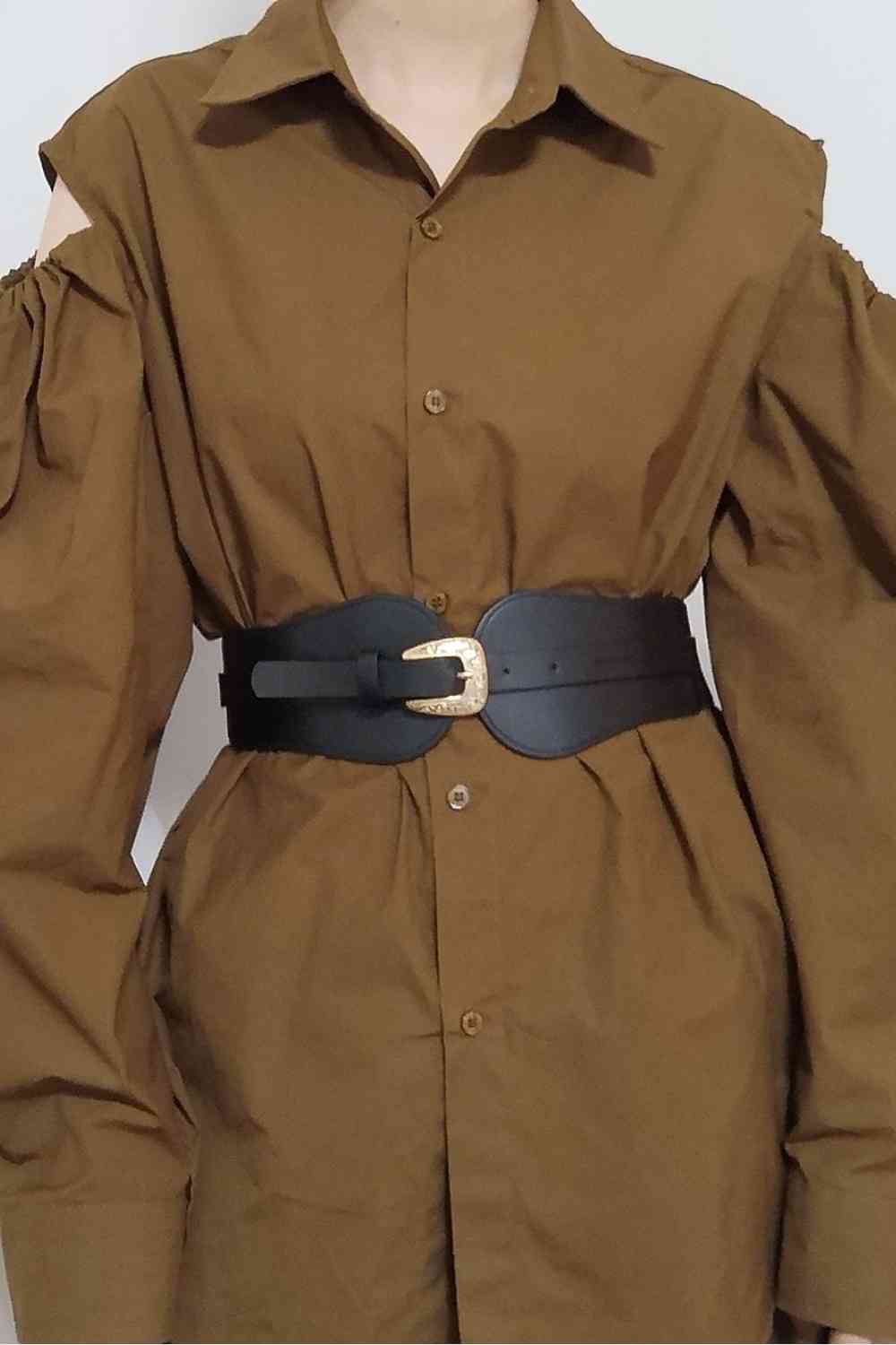 Wide Elastic Belt with Alloy Buckle - Munsieur