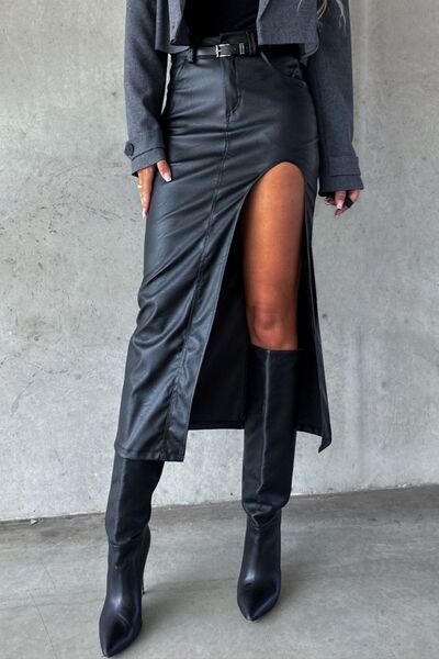 Slit Midi Skirt with Pockets - Munsieur