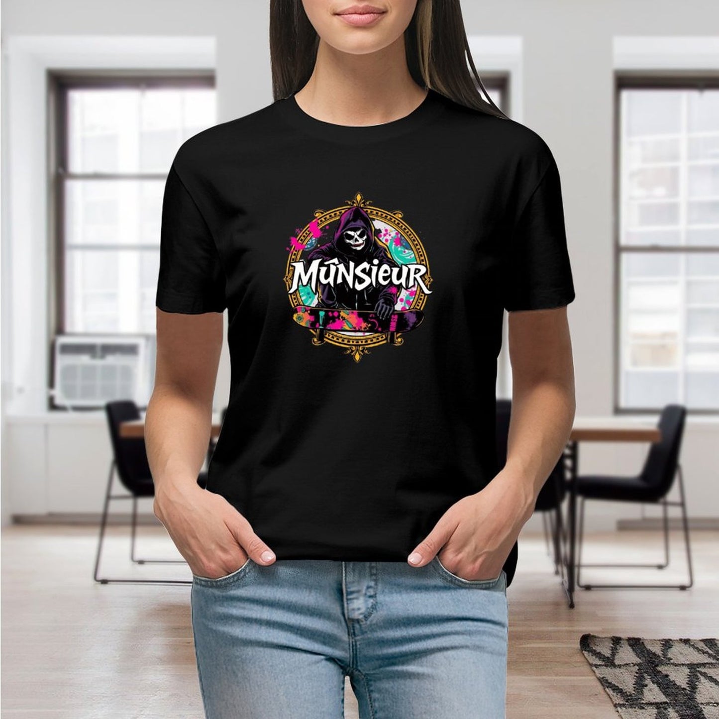 Women's T-shirt Munsieur Brand Streetwear Skater Design Skateboarding