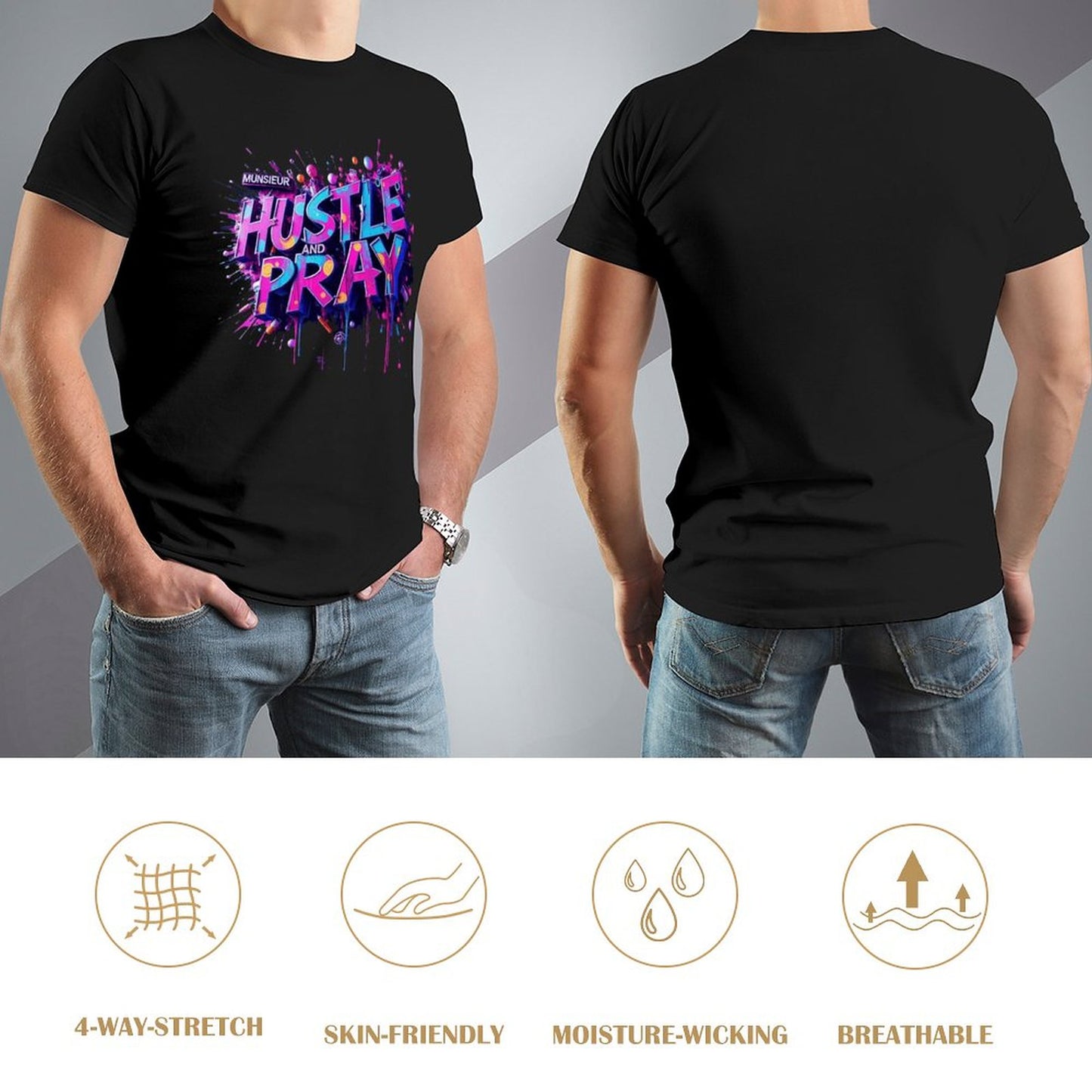 Munsieur Men's Tee "Hustle and Pray"
