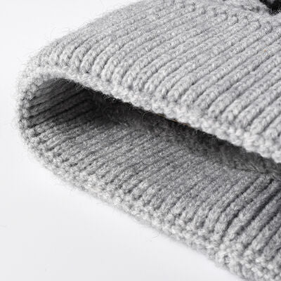Striped Contrast Knit Hat with Pom-pom - Munsieur