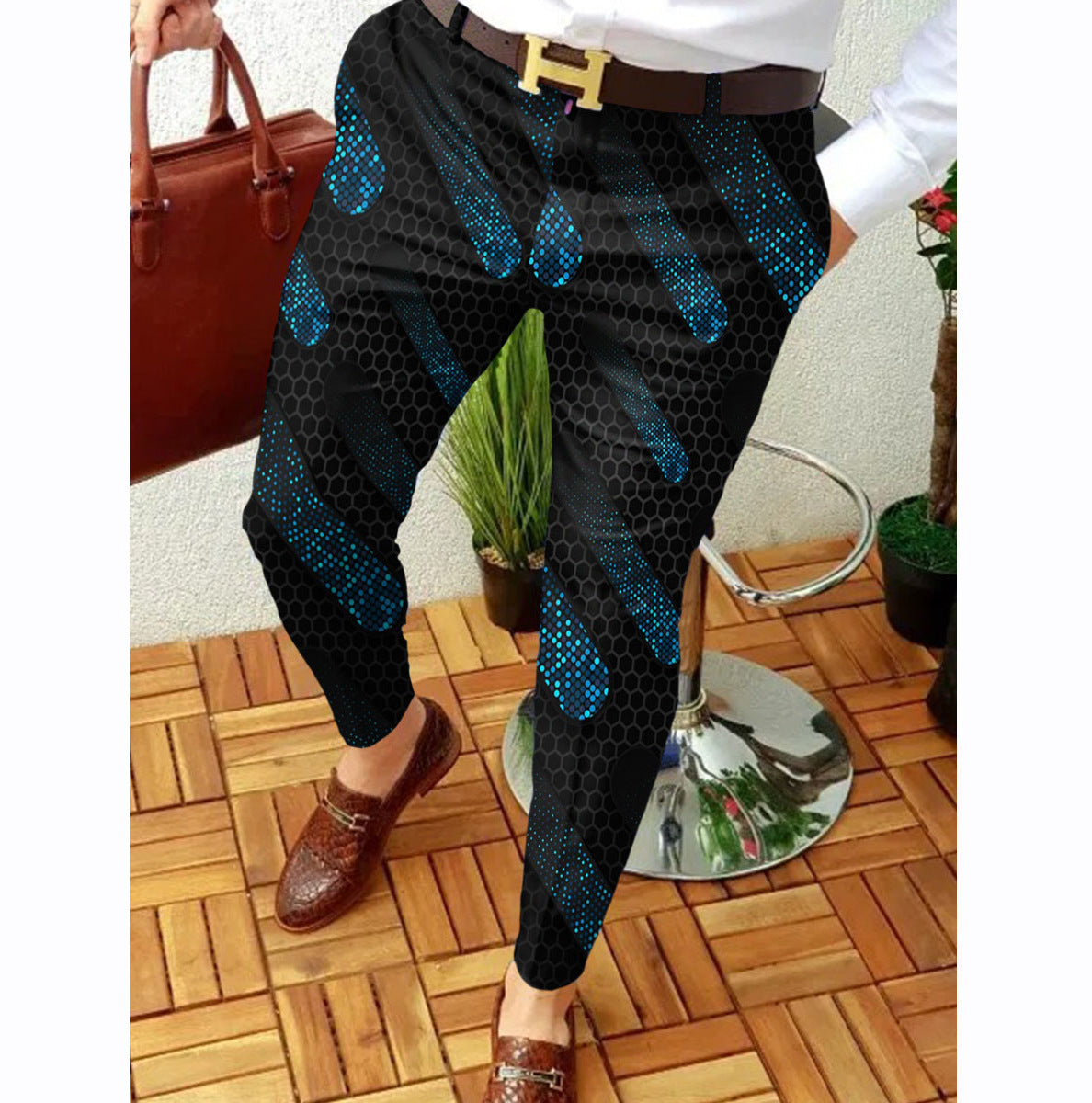 Men's Casual Abstract Contrast Micro-stretch Pants
