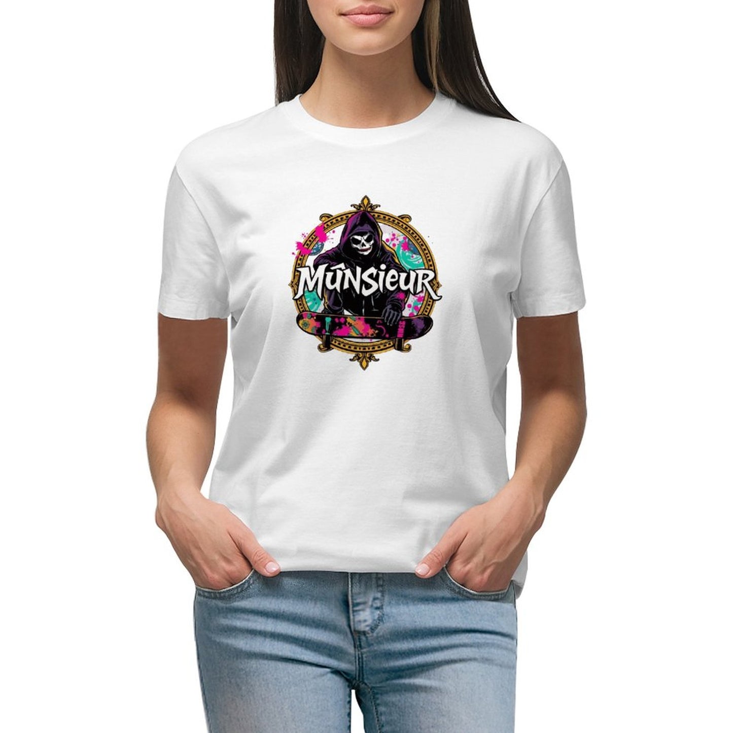 Women's T-shirt Munsieur Brand Streetwear Skater Design Skateboarding