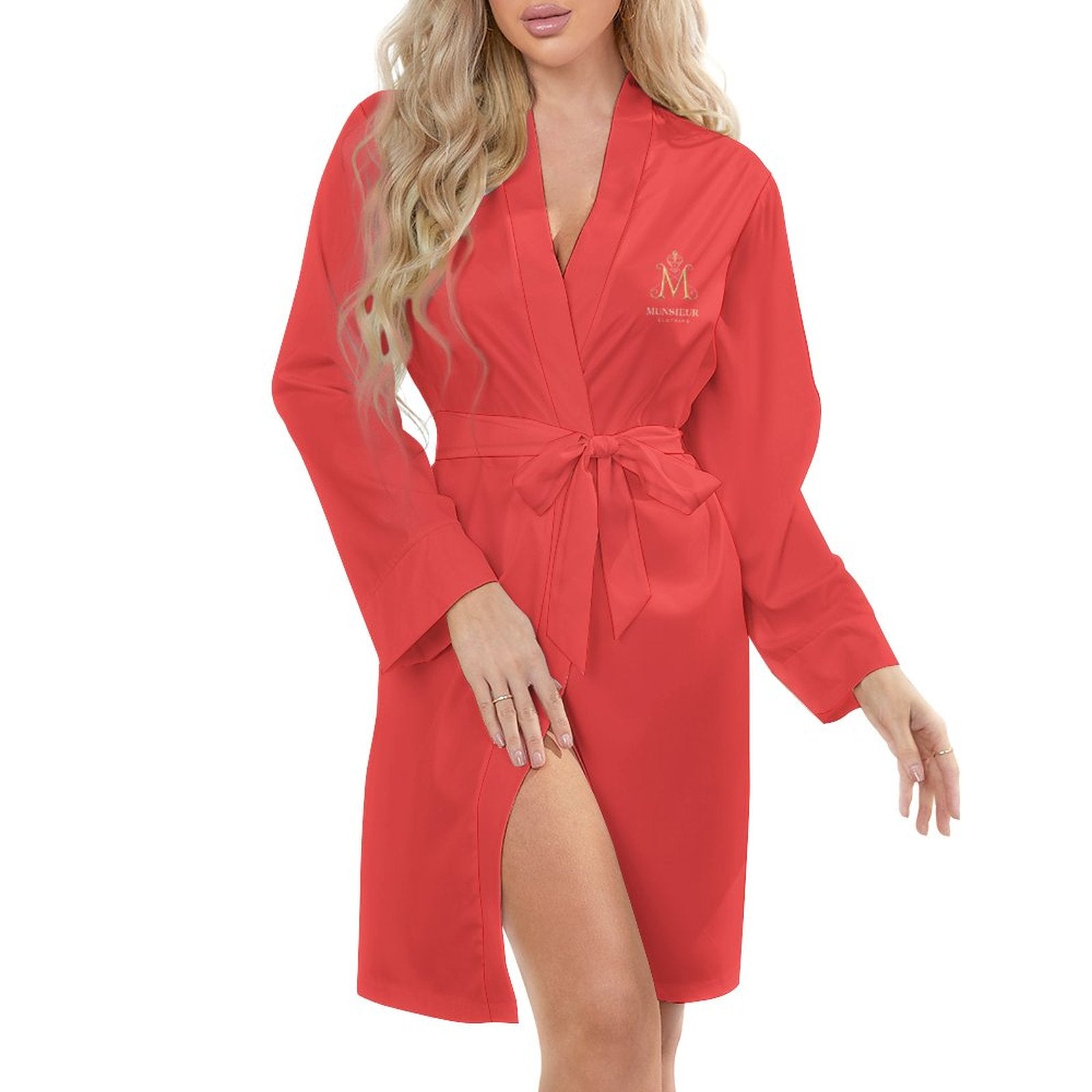 Munsieur Women's Long Sleeve (Red) Robe - Munsieur