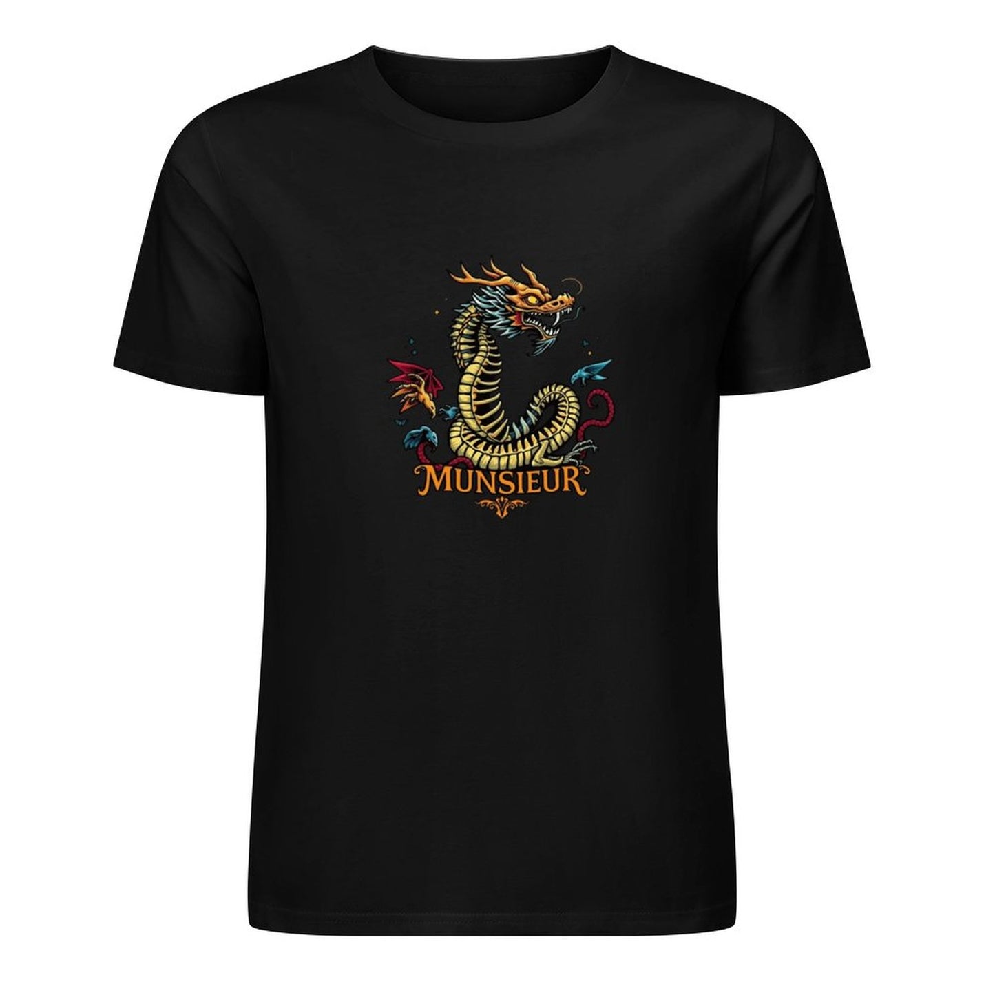 Munsieur Brand Graphic Tee Cotton Men's breathable Dragon Design