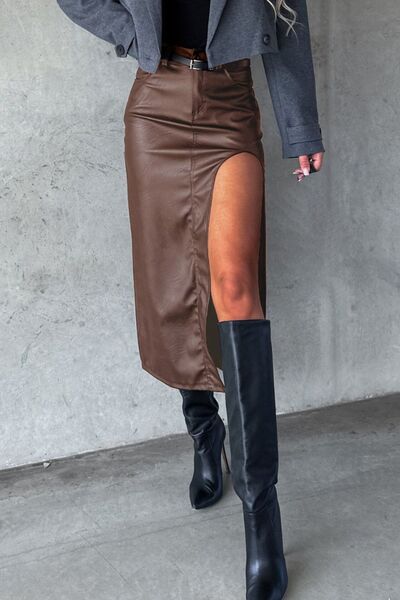 Slit Midi Skirt with Pockets - Munsieur