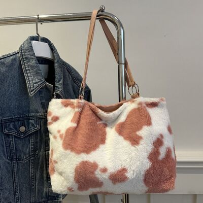 Cow Print Furry Tote Bag - Munsieur