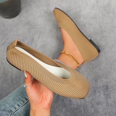 Knitted Square Toe Flat Slip-Ons - Munsieur