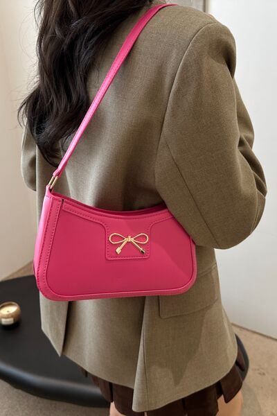 Bow Trim PU Leather Shoulder Bag - Munsieur