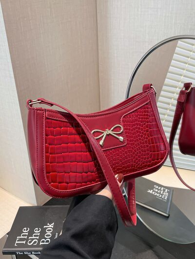 Bow PU Leather Shoulder Bag - Munsieur
