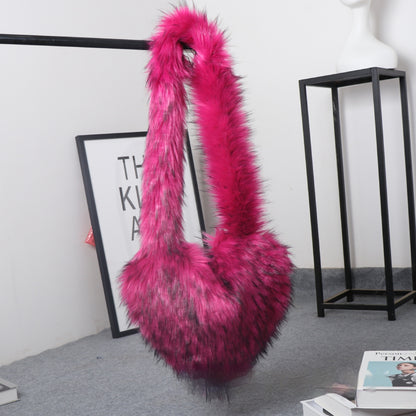 Women's Fur Crossbody Bag - Plush Love Big Bag Personality Purse