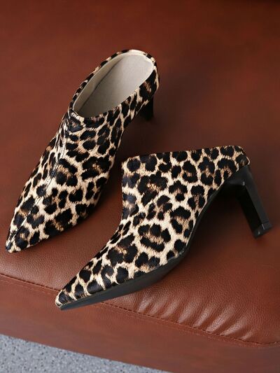 PU Leather Leopard Point Toe Pumps - Munsieur