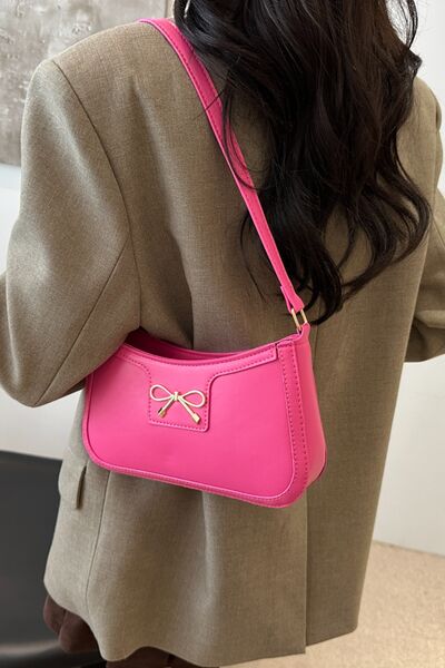 Bow Trim PU Leather Shoulder Bag - Munsieur