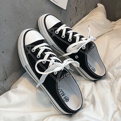 Round Toe Lace-Up Canvas Sneakers - Munsieur