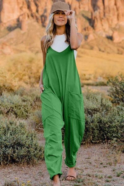 Double Take Full Size V-Neck Sleeveless Jumpsuit with Pockets - Munsieur
