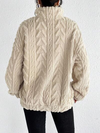 Fuzzy Zip Long Sleeve Sweatshirt for Cozy Style - Munsieur