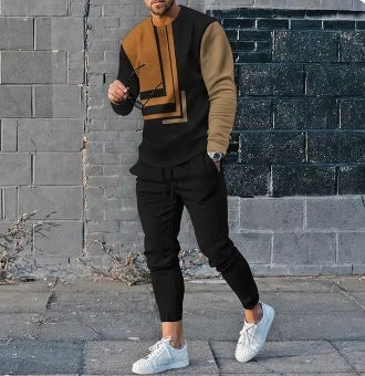 Men's Ethnic Style Printed Long Sleeve Jogger Set - Munsieur