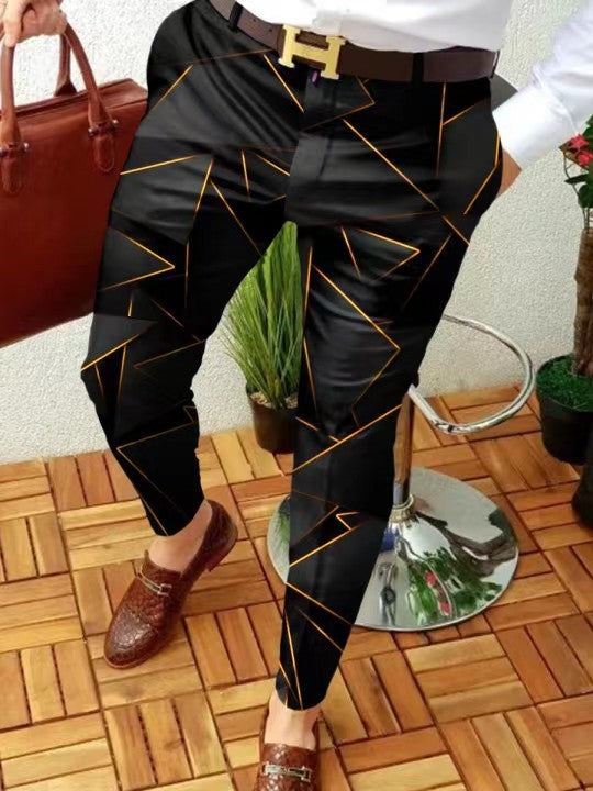 Men's Casual Abstract Contrast Micro-stretch Pants