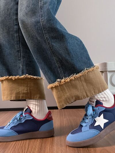 Contrast Star Lace-Up Athletic Sneakers - Munsieur