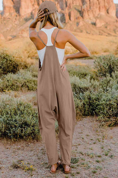 Double Take Full Size V-Neck Sleeveless Jumpsuit with Pockets - Munsieur