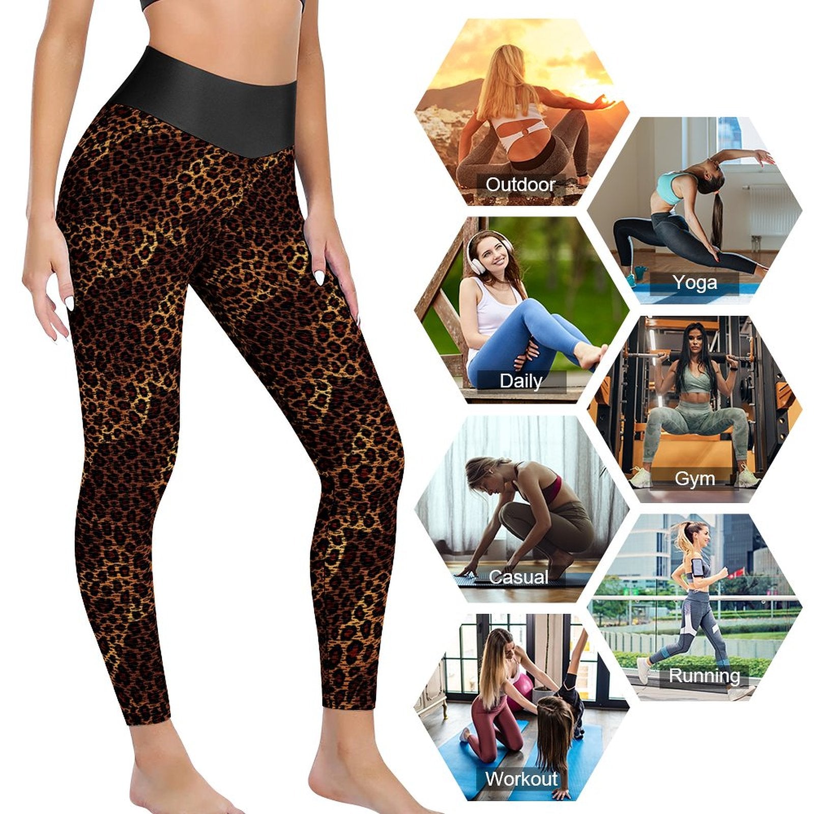 Custom Printed Honeycomb Textured Yoga Leggings for Women