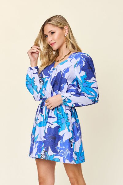Double Take Full Size Floral Long Sleeve Romper with Pockets - Munsieur