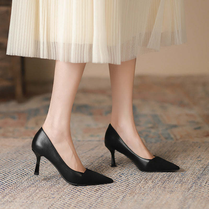 Color-blocking Stiletto Heel Pumps Women's Commuter Shallow Mouth Pointed