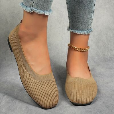 Knitted Square Toe Flat Slip-Ons - Munsieur