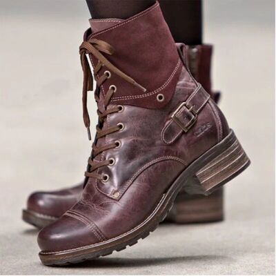 Lace-Up Block Heel Boots - Munsieur