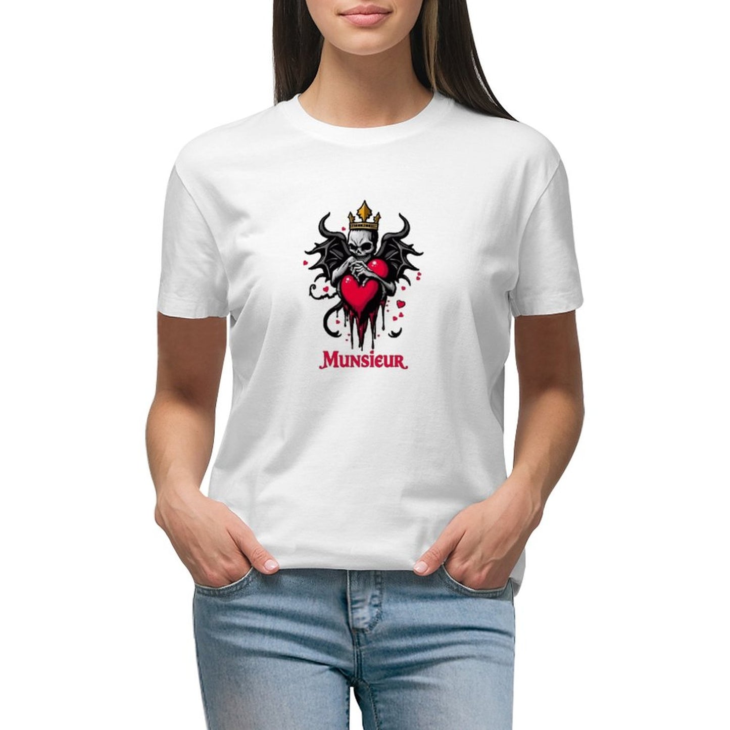 Munsieur Women's T-shirt "Queen" Bleeding Collection for Valentine's Day Embroidered