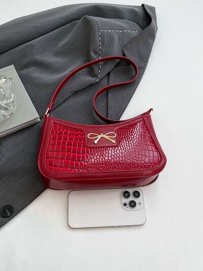 Bow PU Leather Shoulder Bag - Munsieur