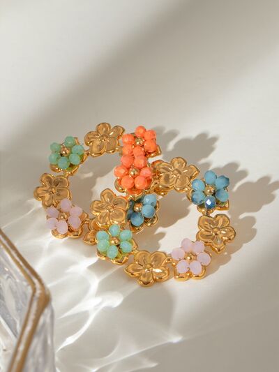Synthetic Crystal Stainless Flower Earrings - Munsieur