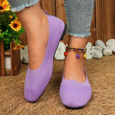 Knitted Square Toe Flat Slip-Ons - Munsieur