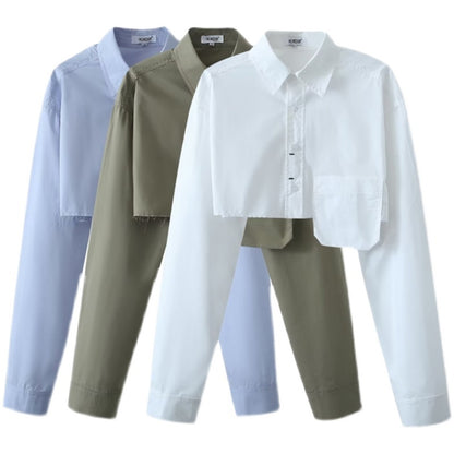 Waist-exposed Long-sleeved Blouse
