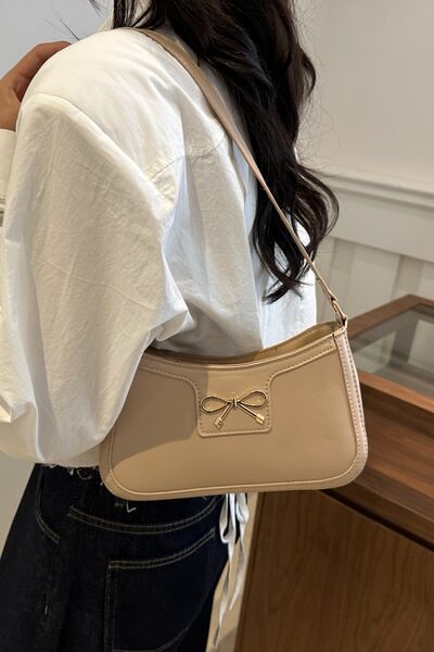 Bow Trim PU Leather Shoulder Bag - Munsieur