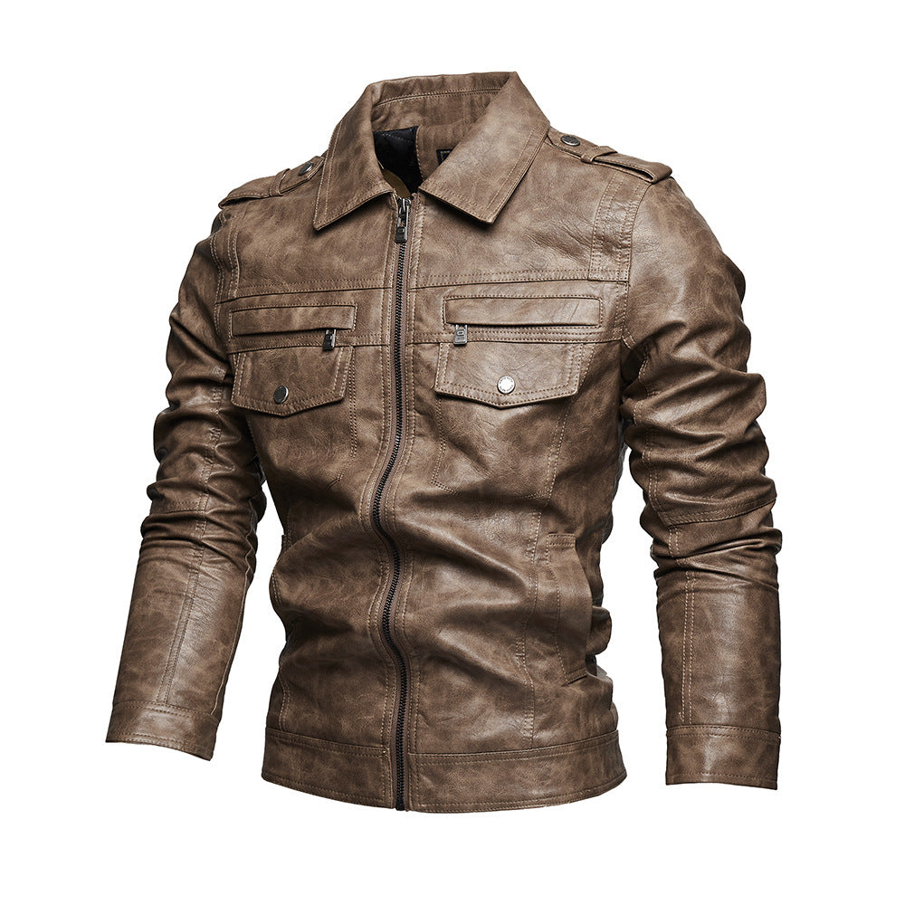 Men's Lapel Fashion Casual Men's Clothing Leather Coat Motorcycle Style - Munsieur