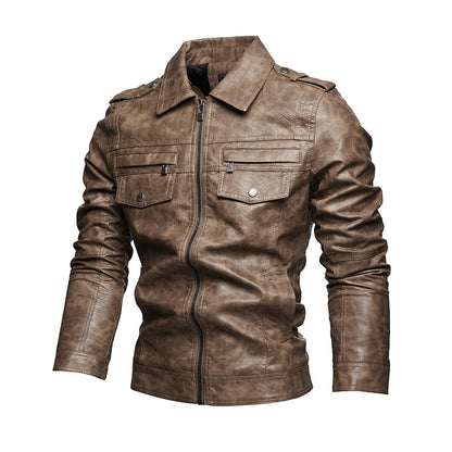 Men's Lapel Fashion Casual Men's Clothing Leather Coat Motorcycle Style - Munsieur
