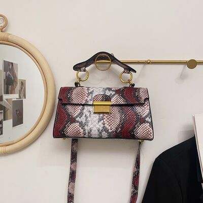 PU Leather Snakeskin Print Crossbody Bag - Munsieur