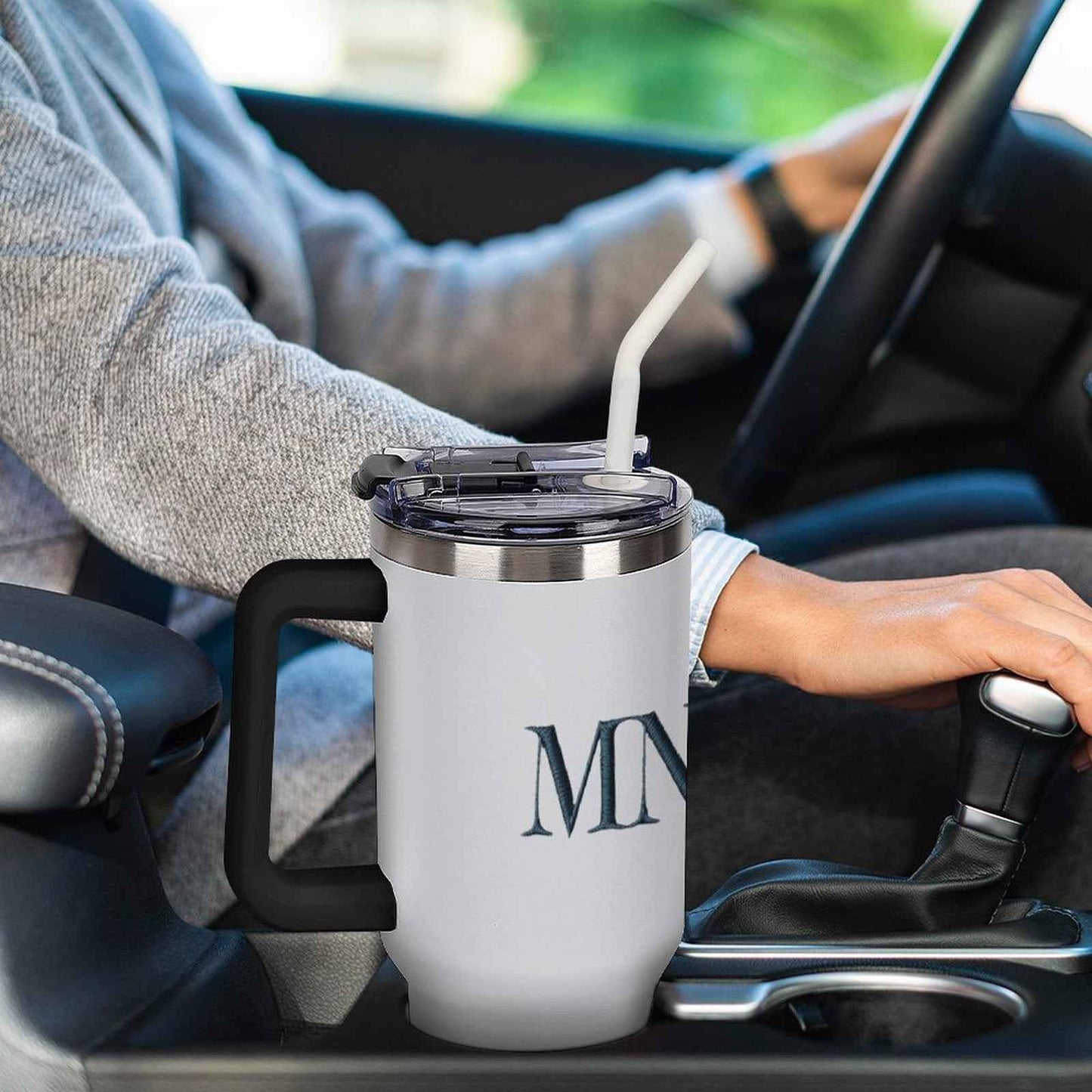 40oz Insulated Tumbler with Handle and Straw Munsieur Brand
