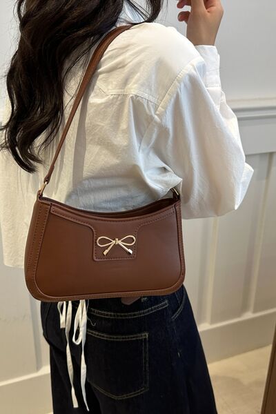 Bow Trim PU Leather Shoulder Bag - Munsieur