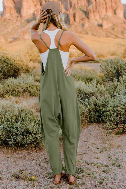 Double Take Full Size V-Neck Sleeveless Jumpsuit with Pockets - Munsieur