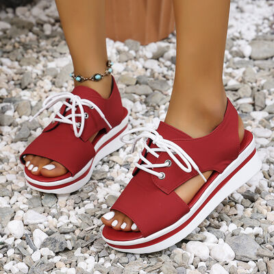 Open-Toe Lace Up Platform Sandals - Munsieur
