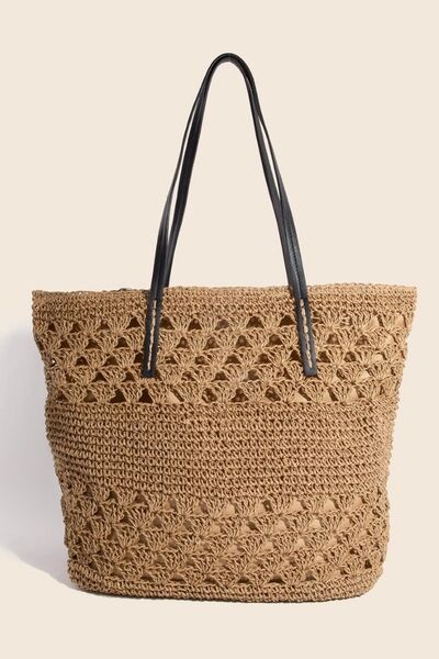 Fame Faux Leather Handle Knitted Tote Bag - Munsieur