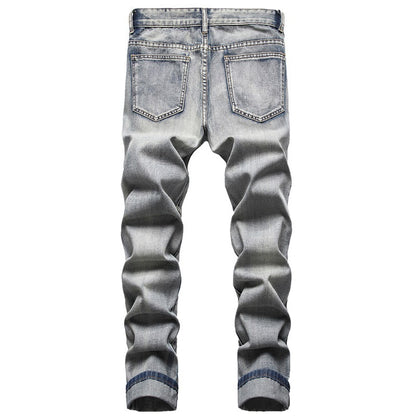 Men's American Nostalgic Pants Ripped Special Embroidery
